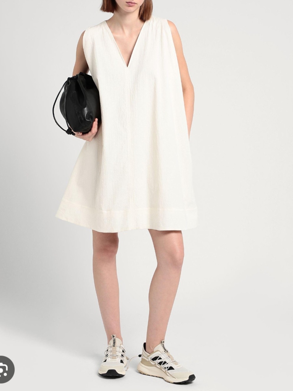COS Cream V-Neck Tie-Back Sleeveless Dress